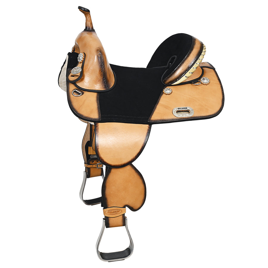 15 In Hilason Western Horse Treeless Trail Genuine American Leather Saddle Tan - Uhorse