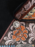 15 In Hilason Western Horse Treeless Trail Barrel American Leather Saddle Brown Floral Hand Tooled & Painted Saddle