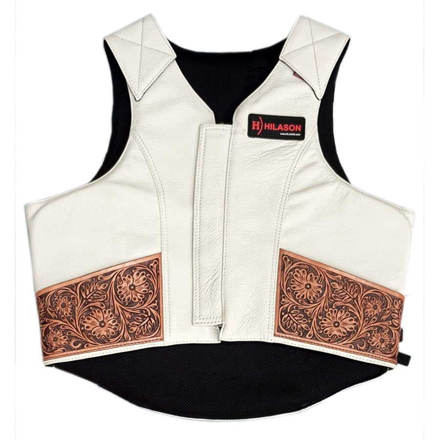 Hilason Bull Riding Rodeo Floral Hand Carved Genuine Leather Vest by Hilason – Cowboy and equestrian accessories