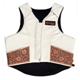 Hilason Bull Riding Rodeo Floral Hand Carved Genuine Leather Vest Safety Protective Gear Equipment Vest White