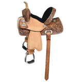 Hilason Western Horse Child Flex Tree Trail Barrel American Leather Saddle 10 Inch Tan