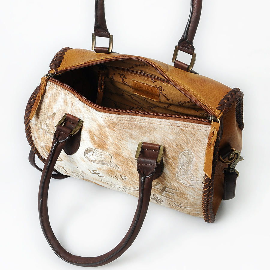 American Darling Duffel Bag Beautifully Hair on Genuine Leather women