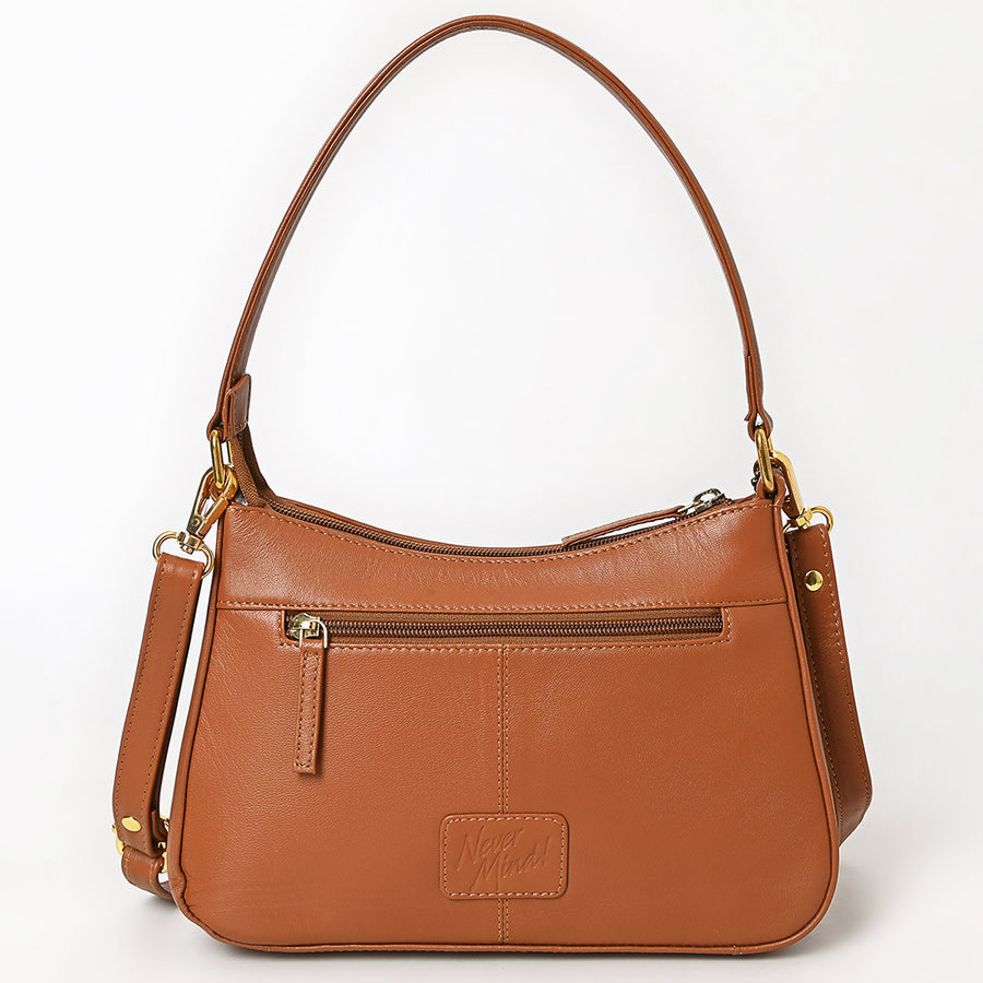Never Mind Western Cross Body Genuine Leather Handbag Purse Wallet Bag For Women Girls Brown