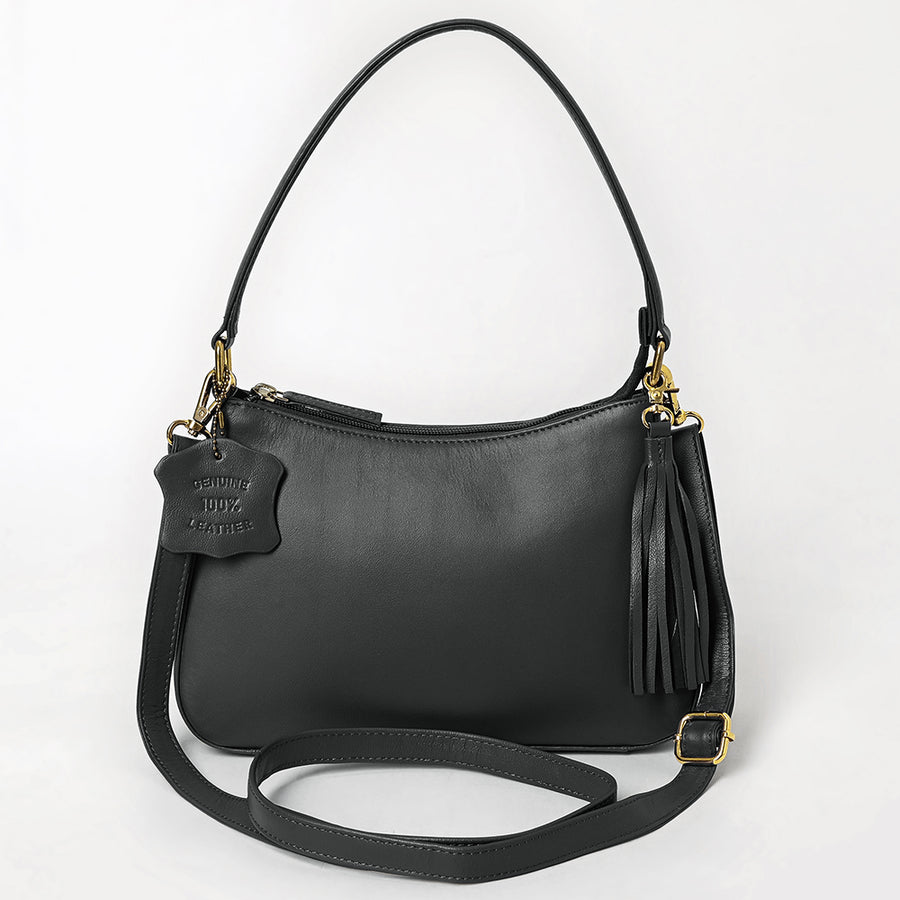 Never Mind Western Cross Body Genuine Leather Handbag Purse Wallet Bag For Women Girls Brown