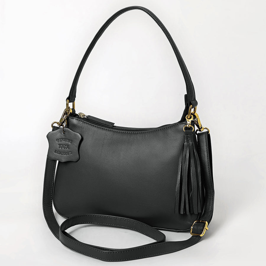 Never Mind Western Cross Body Genuine Leather Handbag Purse Wallet Bag For Women Girls Black - Uhorse
