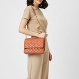 Never Mind Genuine Leather Quilted Crossbody Bag for Women Chain Strap Shoulder Purse Handbag