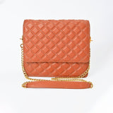 Never Mind Genuine Leather Quilted Crossbody Bag for Women Chain Strap Shoulder Purse Handbag