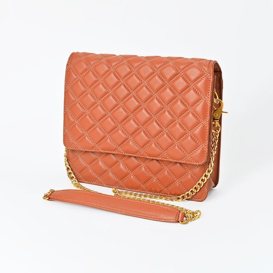 Never Mind Genuine Leather Quilted Crossbody Bag for Women Chain Strap Shoulder Purse Handbag - Uhorse