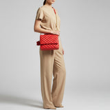 Never Mind Genuine Leather Quilted Crossbody Bag for Women Chain Strap Shoulder Purse Handbag