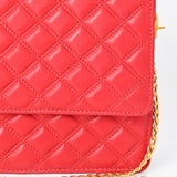 Never Mind Genuine Leather Quilted Crossbody Bag for Women Chain Strap Shoulder Purse Handbag