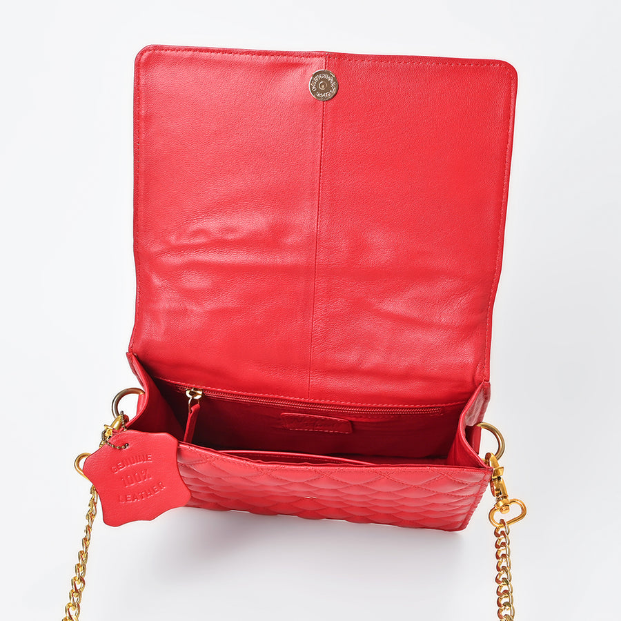 Never Mind Genuine Leather Quilted Crossbody Bag for Women Chain Strap Shoulder Purse Handbag