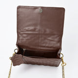 Never Mind Genuine Leather Quilted Crossbody Bag for Women Chain Strap Shoulder Purse Handbag