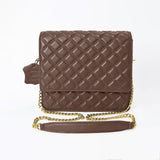 Never Mind Genuine Leather Quilted Crossbody Bag for Women Chain Strap Shoulder Purse Handbag