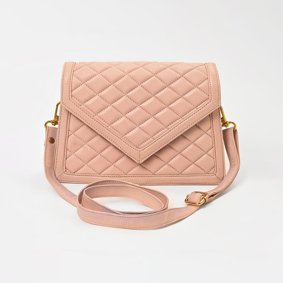 Never Mind Genuine Leather Crossbody Bag Women Quilted Envelope Flap Shoulder Purse Adjustable Strap Stylish Everyday Handbag