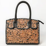 American Darling Tote Bag for Women, Hand Tooled Floral Carved Vegetable-Tanned Full Grain Leather, Buck Stitched Western Purse