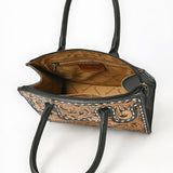 American Darling Tote Bag for Women, Hand Tooled Floral Carved Vegetable-Tanned Full Grain Leather, Buck Stitched Western Purse