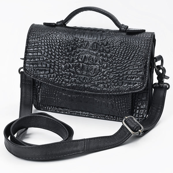 American Darling Western Small Cross body Bag in Crocodile Embossed Full Grain Leather - Uhorse