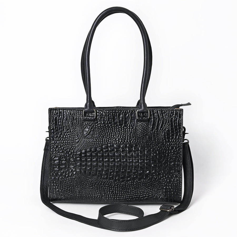 American Darling Tote Bag for Women, Crocodile Embossed Vegetable-Tanned Full Grain Leather Western Purse with YKK Zipper