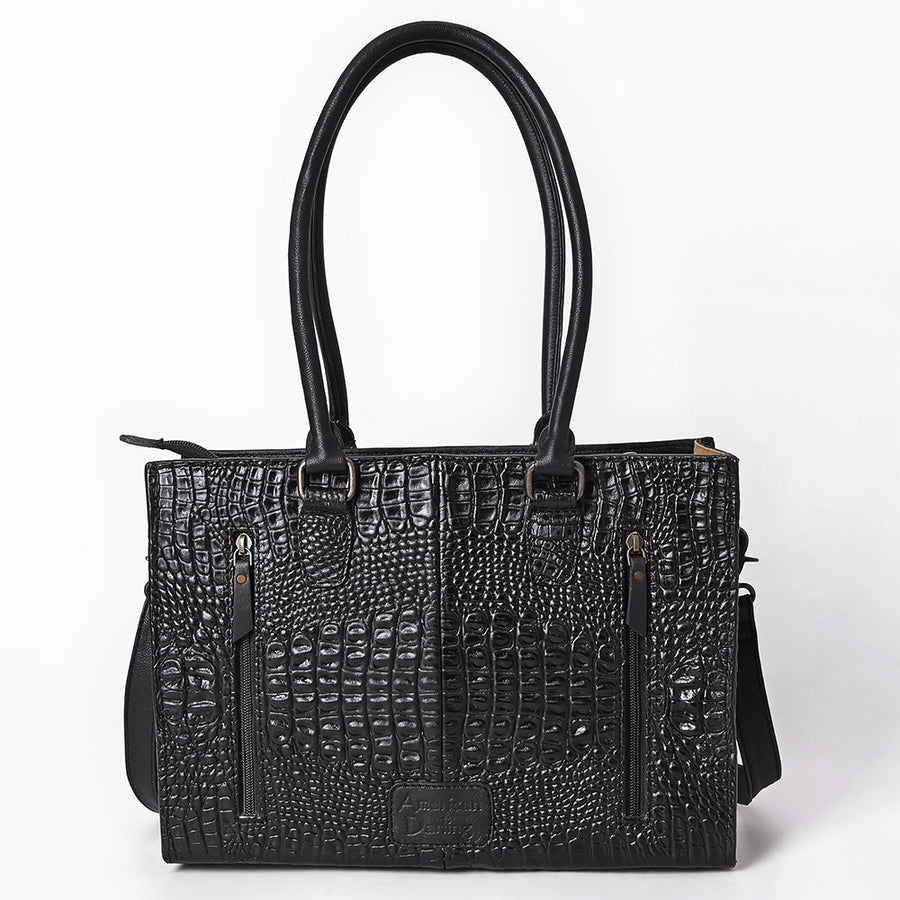 American Darling Tote Bag for Women, Crocodile Embossed Vegetable-Tanned Full Grain Leather Western Purse with YKK Zipper