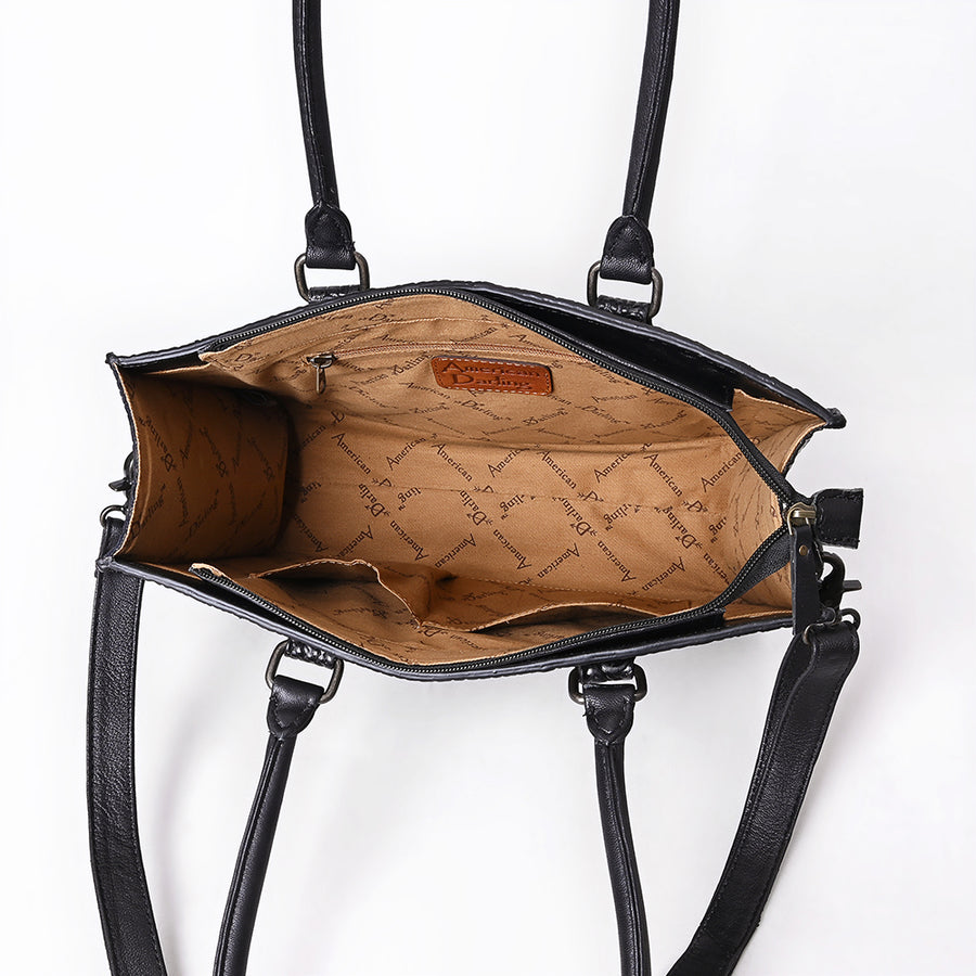 American Darling Tote Bag for Women, Crocodile Embossed Vegetable-Tanned Full Grain Leather Western Purse with YKK Zipper