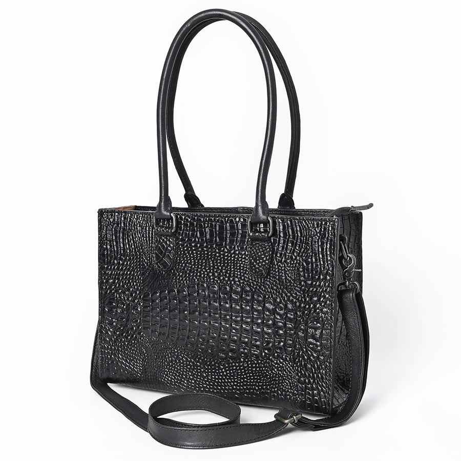 American Darling Crocodile Embossed Western Leather Tote Bag - Uhorse