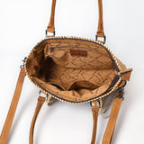 American Darling Cross body Bag, Handcrafted Western Leather Purse with Boot Stitching, Rivets, and Fringes for Women
