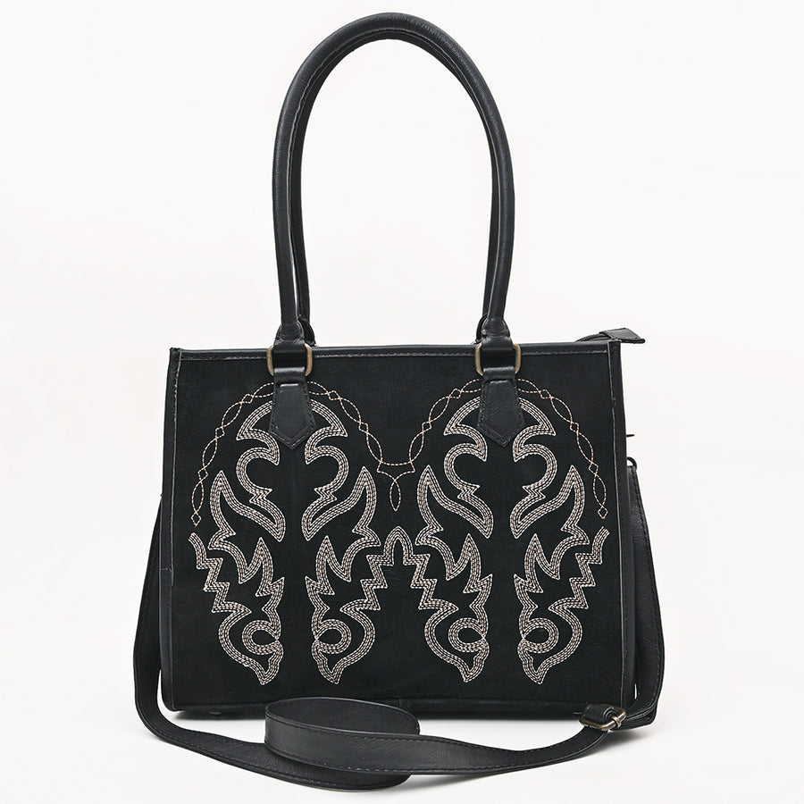 American Darling Tote Bag for Women, Boot Stitched Genuine Suede & Vegetable-Tanned Full Grain Leather Western Purse, YKK Zipper