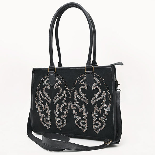 American Darling Western Tote Bag in Boot Stitched Genuine Suede and Full Grain Leather - Uhorse