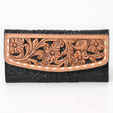 American Darling Wallet Hand Tooled Crocodile Embossed Genuine Leather Women Bag Western Handbag Purse