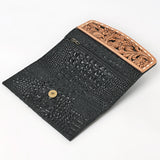 American Darling Wallet Hand Tooled Crocodile Embossed Genuine Leather Women Bag Western Handbag Purse