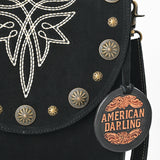 American Darling Crossbody Genuine Suede Leather Women Bag Western Handbag