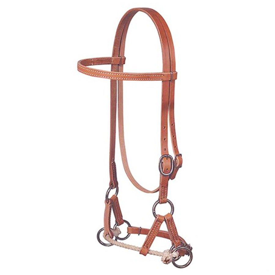 WEAVER LEATHER H. Side Pull Single Rope Genuine Headstall Harness Tan by Hilason – Cowboy and equestrian accessories
