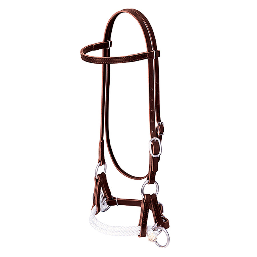 WEAVER LEATHER H. Side Pull Single Rope Genuine Headstall Harness by Hilason – Cowboy and equestrian accessories