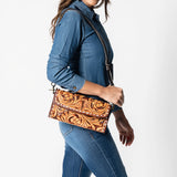 American Darling Crossbody Hand Tooled Genuine Suede Leather Women Bag Western Handbag Purse | Travel Clutch