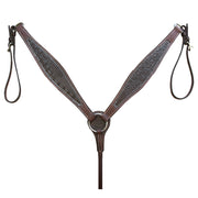 HILASON Western Horse Crocodile Embossed Breast Collar Genuine Leather Dark Brown | for Horses