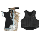 HILASON Western Horse Bull Riding Safety Leather Protective Vest and Rodeo Chaps Combo - Hilason