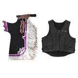 HILASON Western Horse Bull Riding Safety Leather Protective Vest & Rodeo Chaps Combo