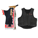 HILASON Western Horse Bull Riding Safety Leather Protective Vest & Rodeo Chaps Combo