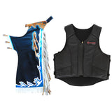 HILASON Western Horse Bull Riding Safety Leather Protective Vest & Rodeo Chaps Combo