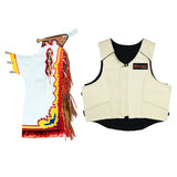 HILASON Western Horse Bull Riding Safety Leather Protective Vest & Rodeo Chaps Combo