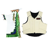 HILASON Western Horse Bull Riding Safety Leather Protective Vest & Rodeo Chaps Combo