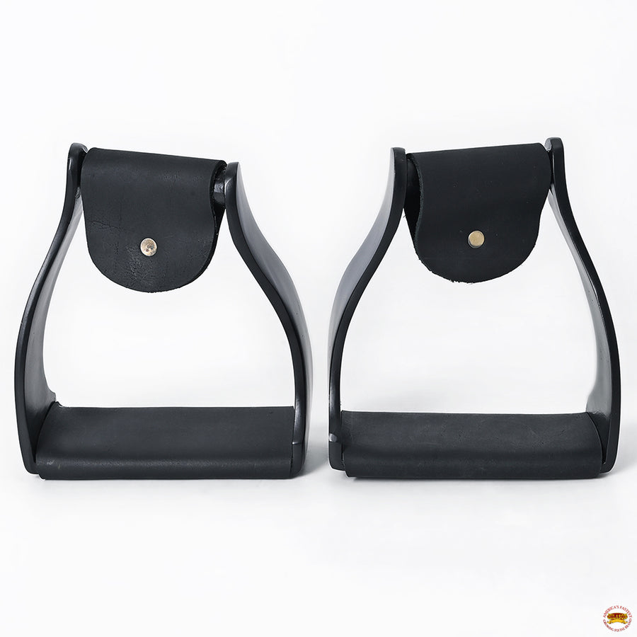 Hilason Lightweight Aluminum Western Horse Stirrups With Leather Wrapped Non Slip Tread