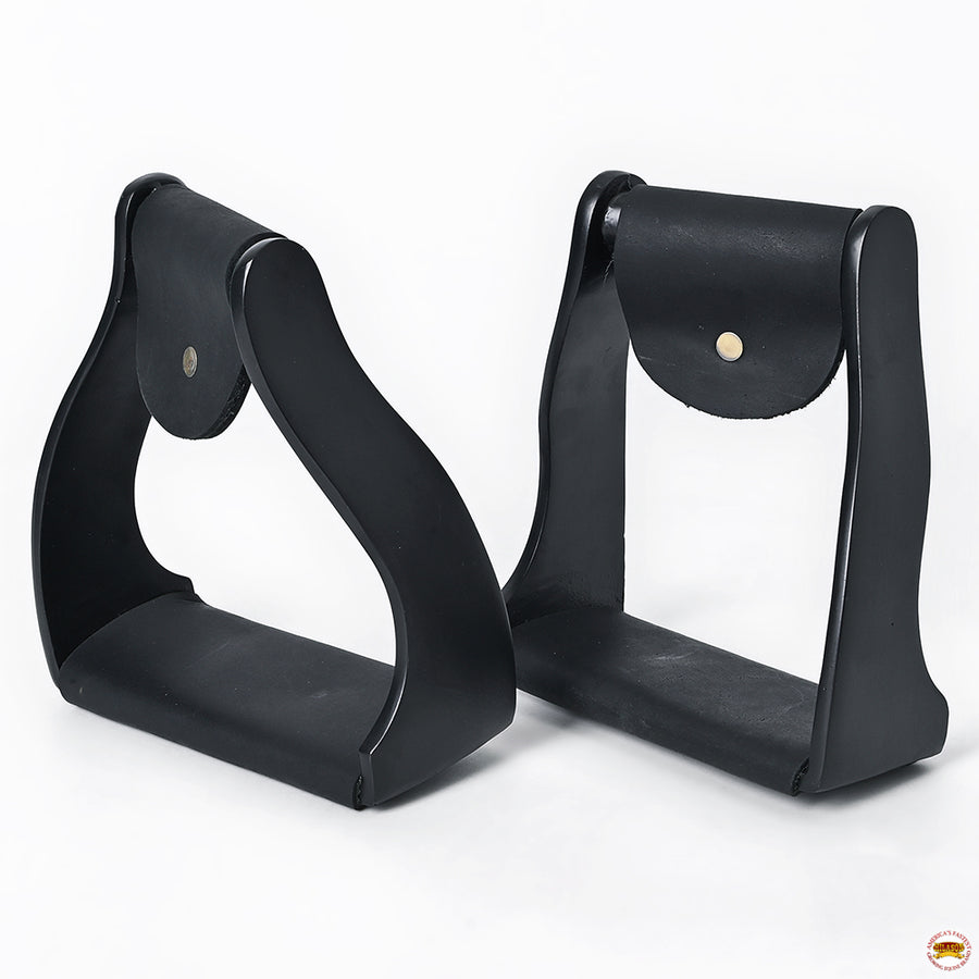 Hilason Lightweight Aluminum Western Horse Stirrups With Leather Wrapped Non Slip Tread