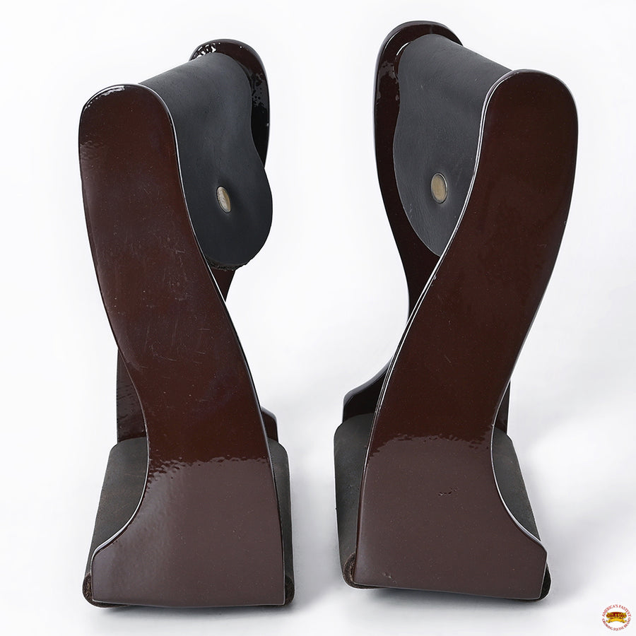 Hilason Lightweight Aluminum Western Horse Stirrups With Leather Wrapped Non Slip Tread