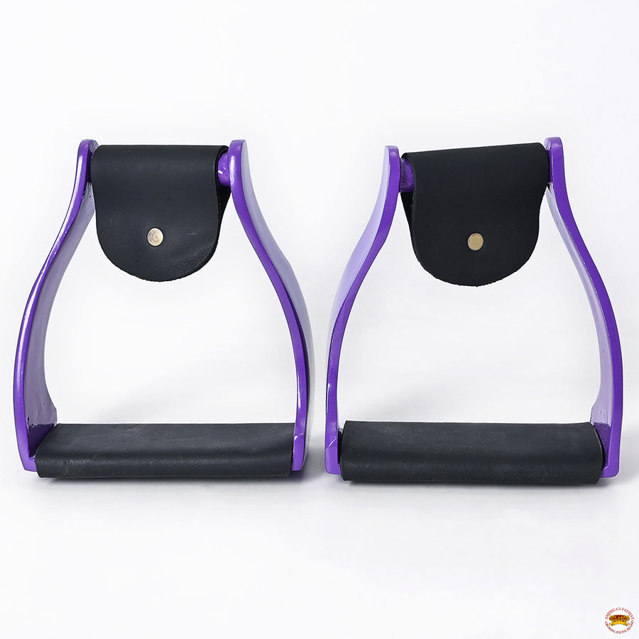 Hilason Lightweight Aluminum Western Horse Stirrups With Leather Wrapped Non Slip Tread