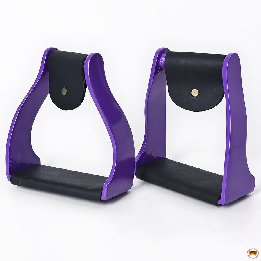 Hilason Lightweight Aluminum Western Horse Stirrups With Leather Wrapped Non Slip Tread