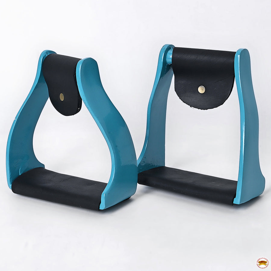 Hilason Lightweight Aluminum Western Horse Stirrups With Leather Wrapped Non Slip Tread