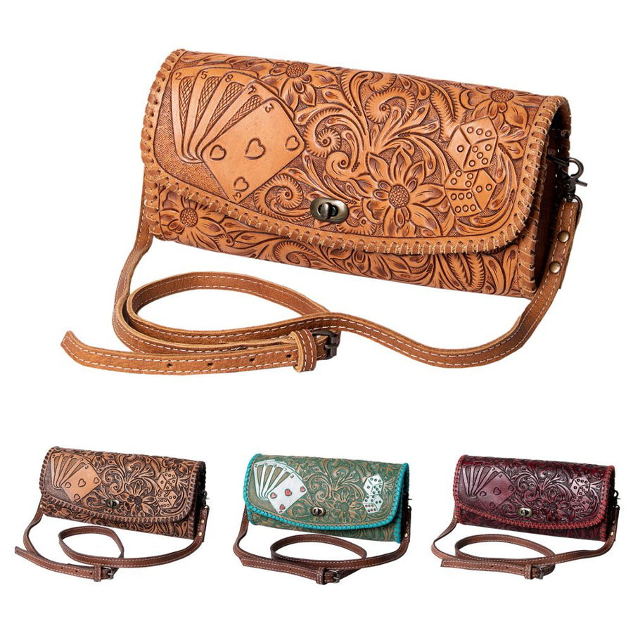 American Darling Women's Wallet Hand Tooled Genuine Leather Handbag and Ladies Purse