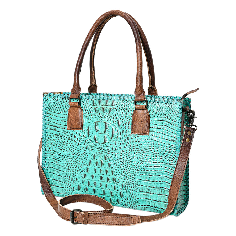 American Darling Briefcase Crocodile Embossed Genuine Leather Western Women Bag Handbag | for Cute Laptop