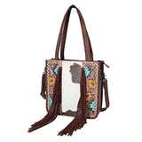 American Darling Tote Hand Tooled Hair-On Genuine Leather women bag western handbag purse